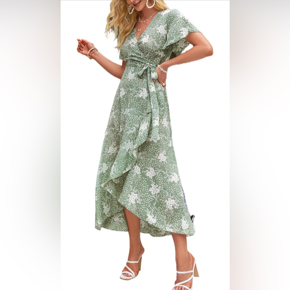 NWT Women’s boho floral high low faux wrap dress